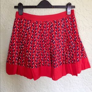 Forever 21 Red Cotton Geo Pattern Pleated Skirt